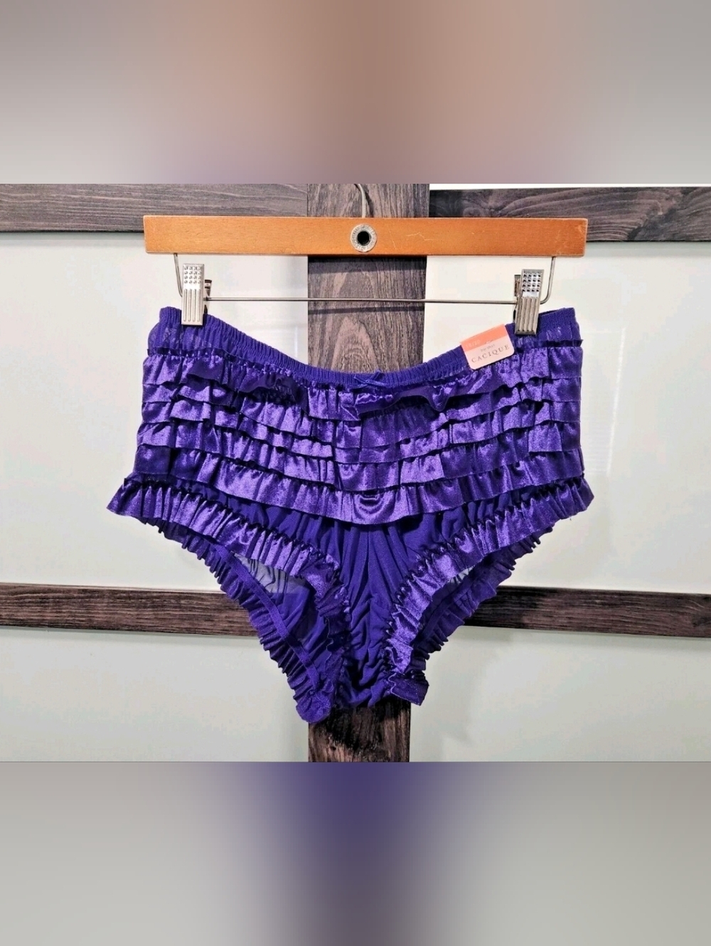 NWT OS Vintage RUFFLED Rumba CACIQUE Satin Sheer Boy Short panties sz  18/20